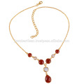 Red Silver Onyx e Pearl 925 Silver Vermeil Drop Necklace